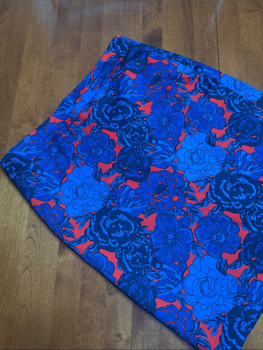 Ann Taylor Navy Pencil Skirt with Blue Floral Accents